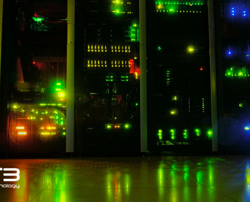 glowing server lights