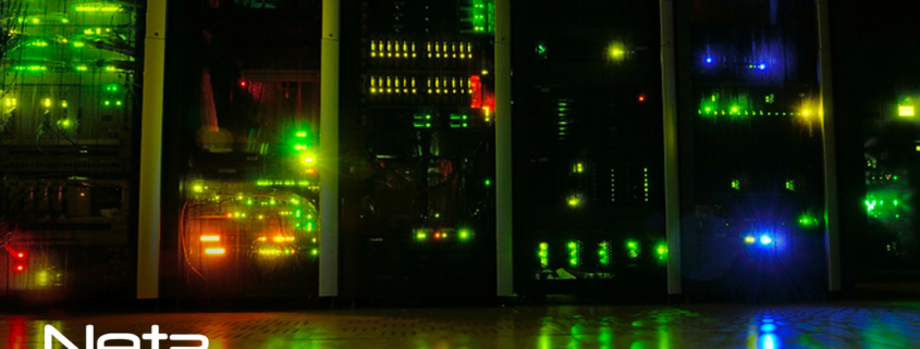 glowing server lights