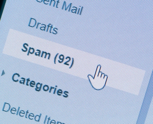 close up of spam folder